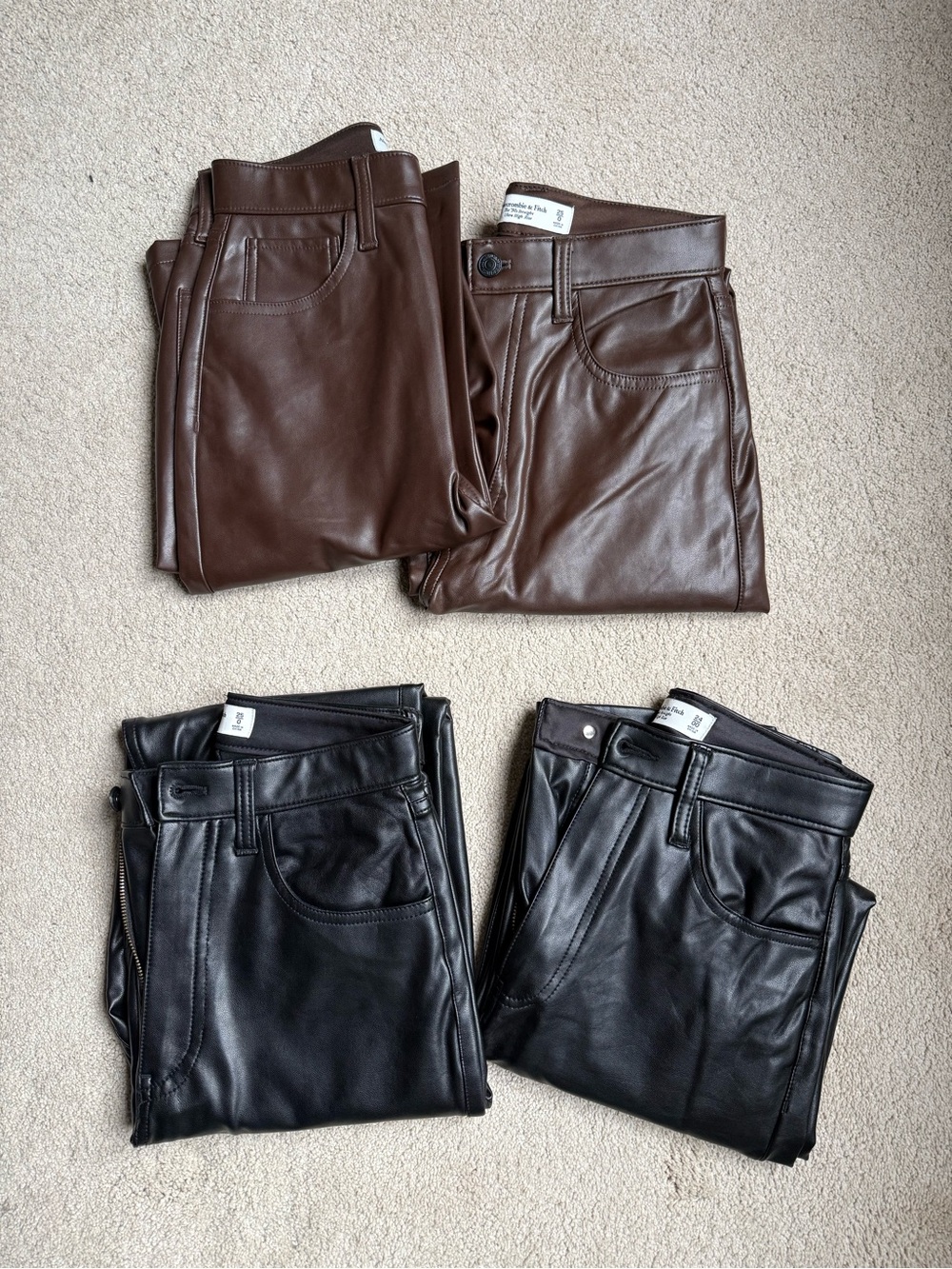 Abercrombie Leather Pants - Brown & Black